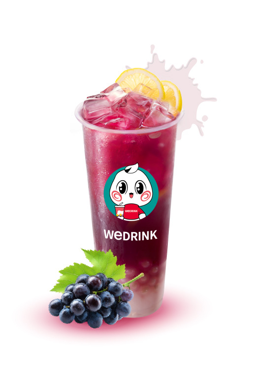 grape lemon tea with popping balls